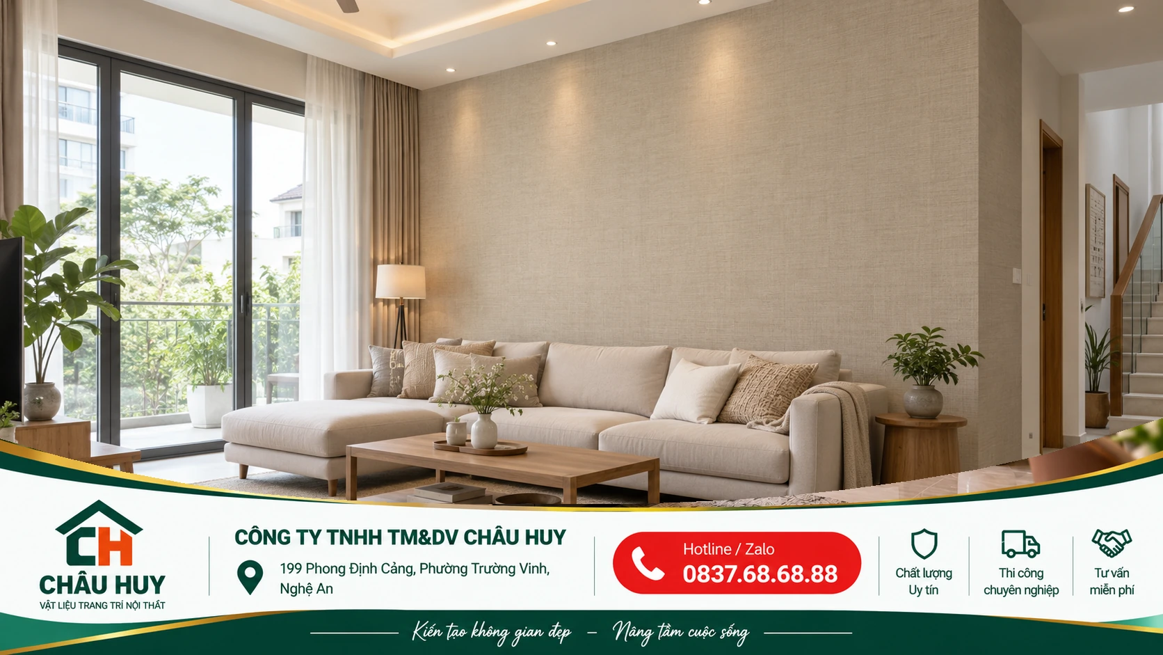 Giấy dán tường phòng khách tại Nghệ An