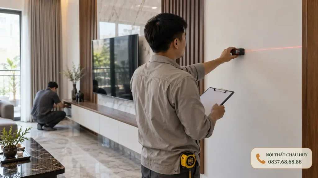 Khảo sát đo đạc tường trước khi thi công tại Vinh