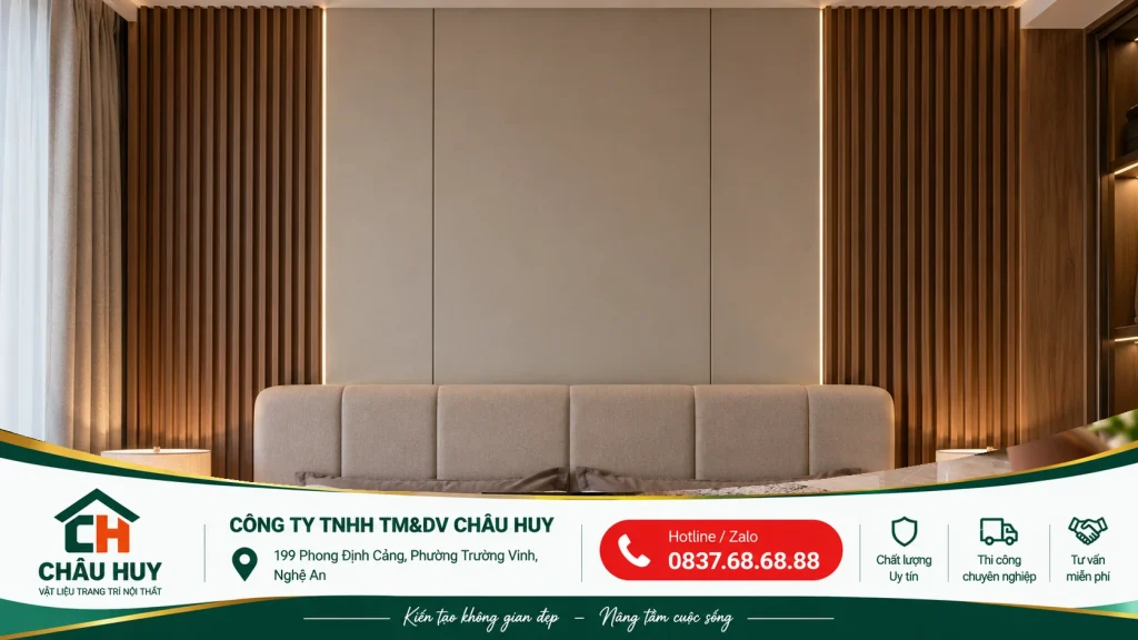 Thi công lam sóng cho vách đầu giường