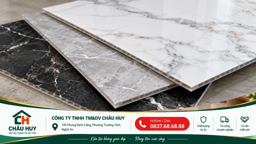 Mẫu tấm PVC vân đá cho quầy lễ tân