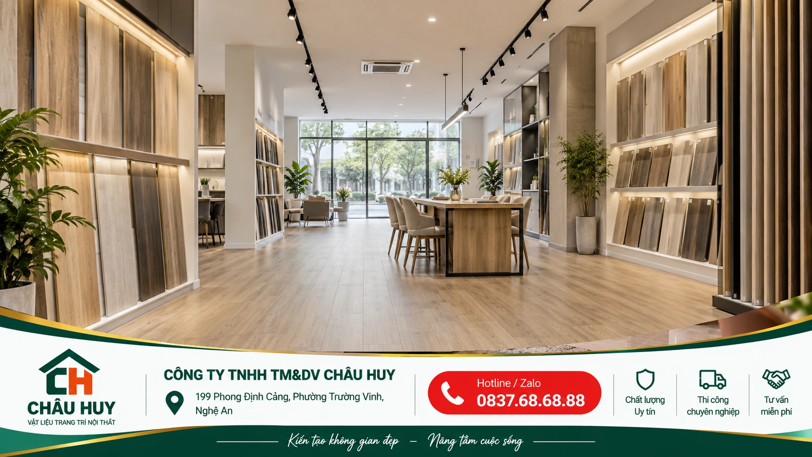 Thi công sàn nhựa showroom tại Vinh Nghệ An