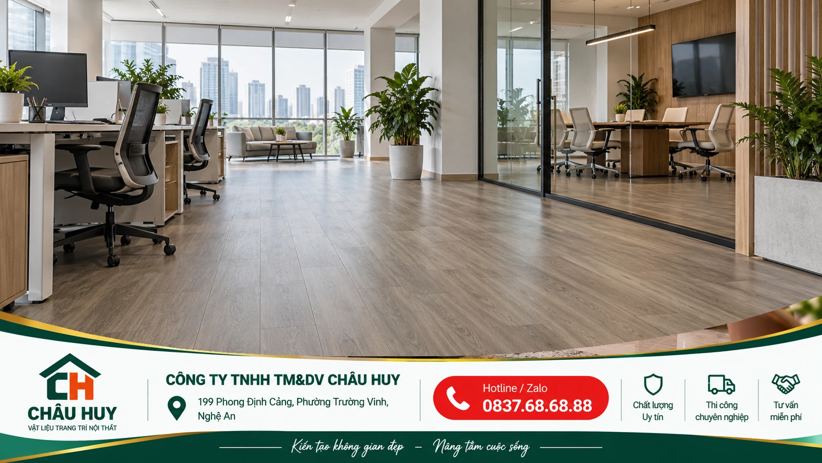 Thi công sàn nhựa văn phòng tại Nghệ An