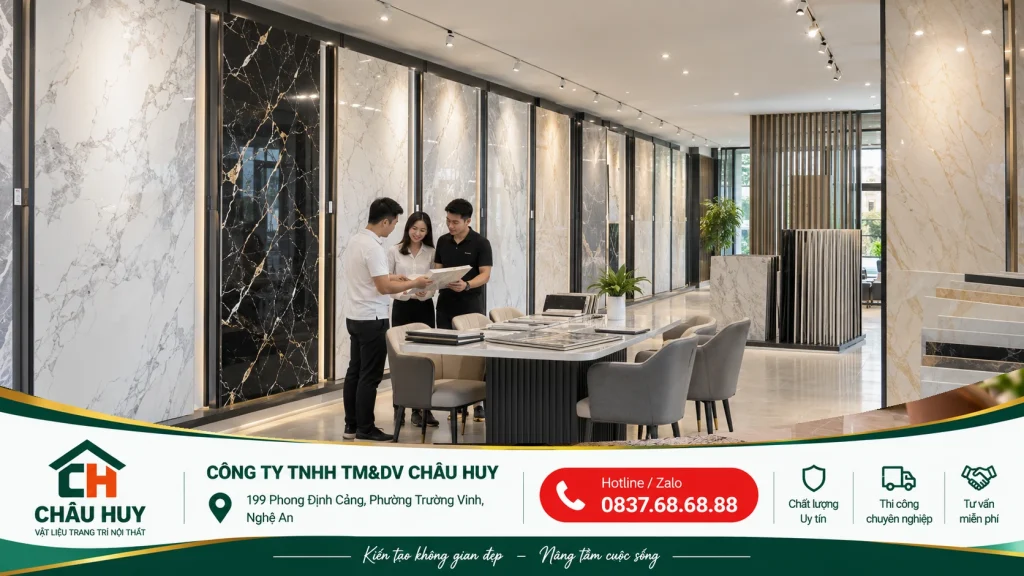 Mẫu tấm PVC vân đá ứng dụng cho sảnh vào nhà