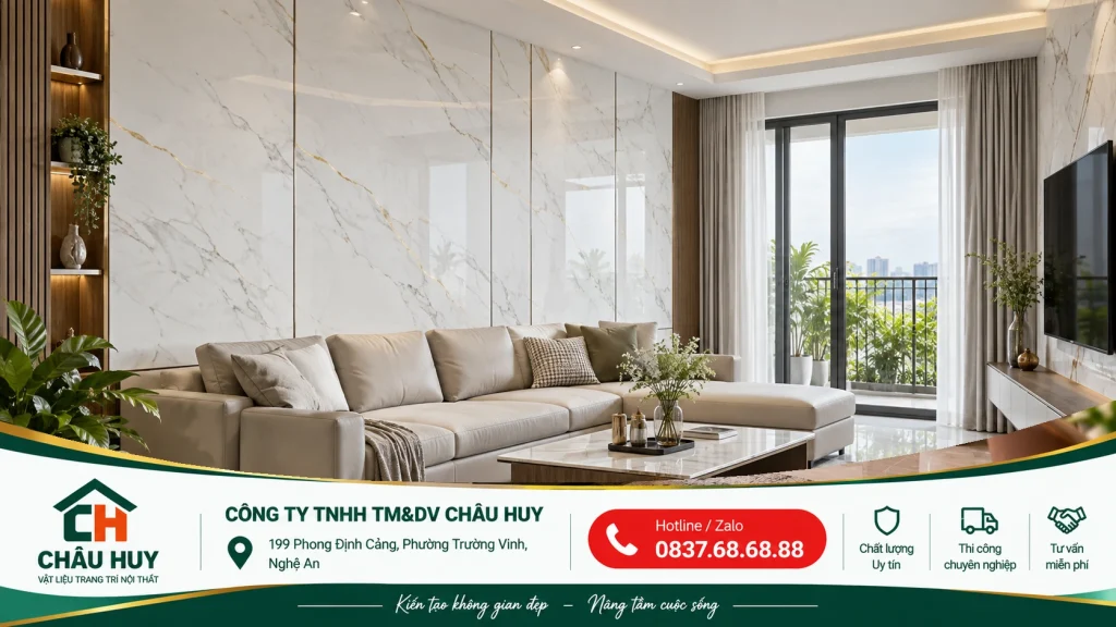 Bề mặt tấm ốp tường vân gỗ cho phòng ăn