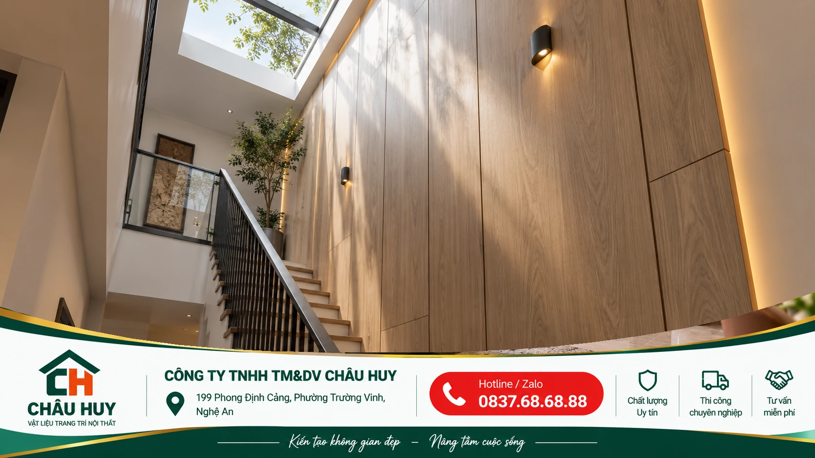 Tấm than tre ốp tường cầu thang