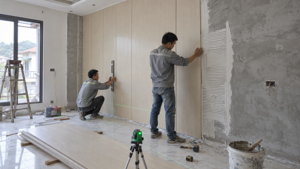 Thi công ốp tường Nano cho khu vực bếp