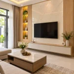 Thi công vách tivi ốp tường trần nhựa tại Hưng Nguyên